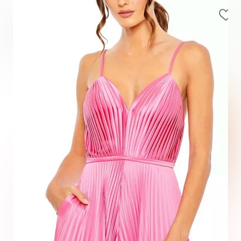 Mac Duggal Pleated Plunge Neck Wide Leg Jumpsuit Size 6 NWT - Picture 3 of 15